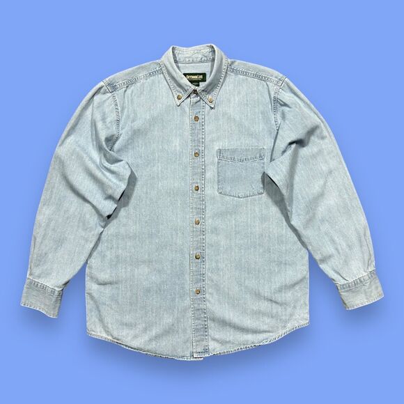 Outdoor Life Other - Vintage Denim Shirt y2k Long Sleeve Button Up Faded Blue Cotton Mens Medium